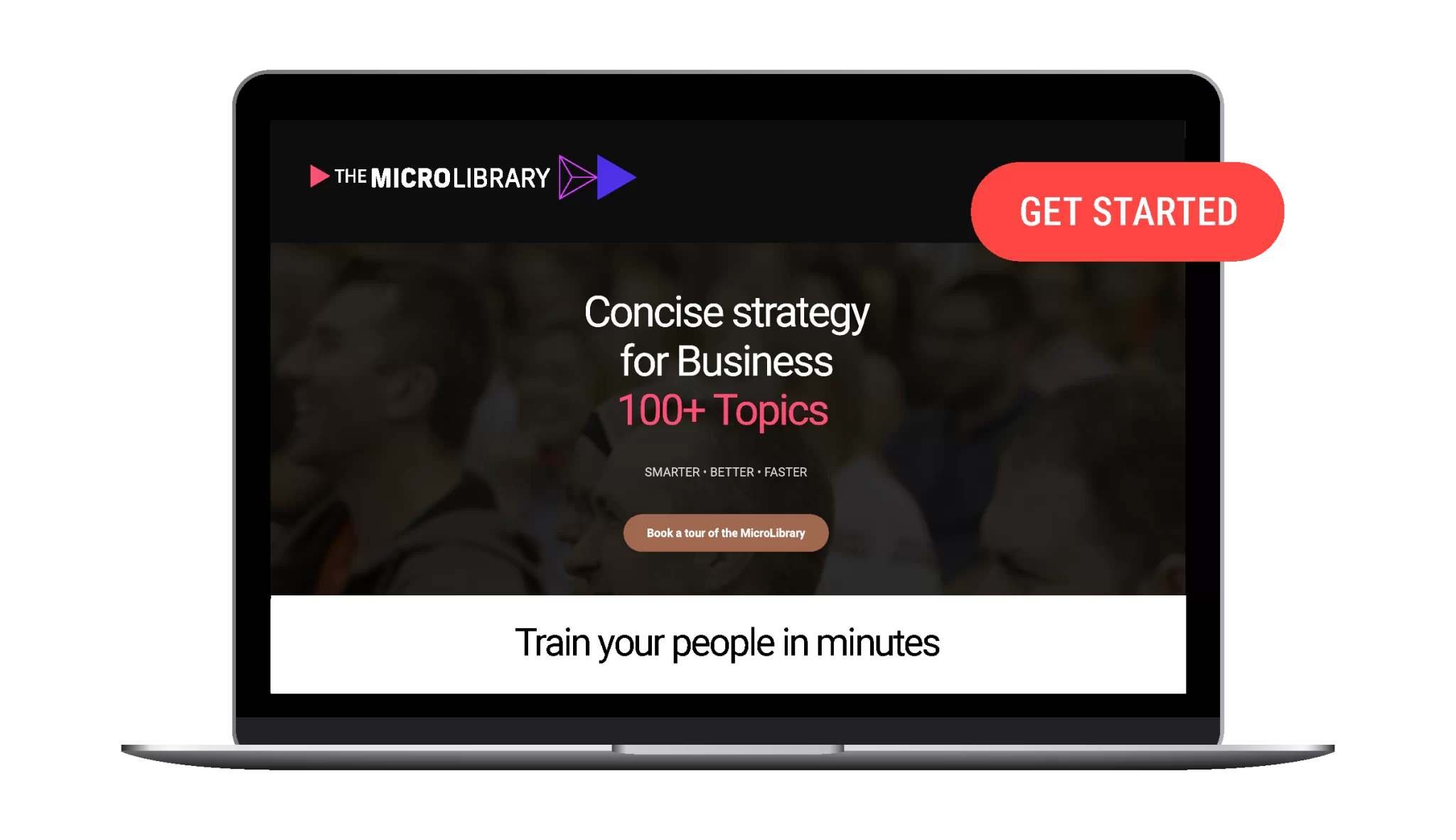 Macbook mockup showing MicroLibrary website home page